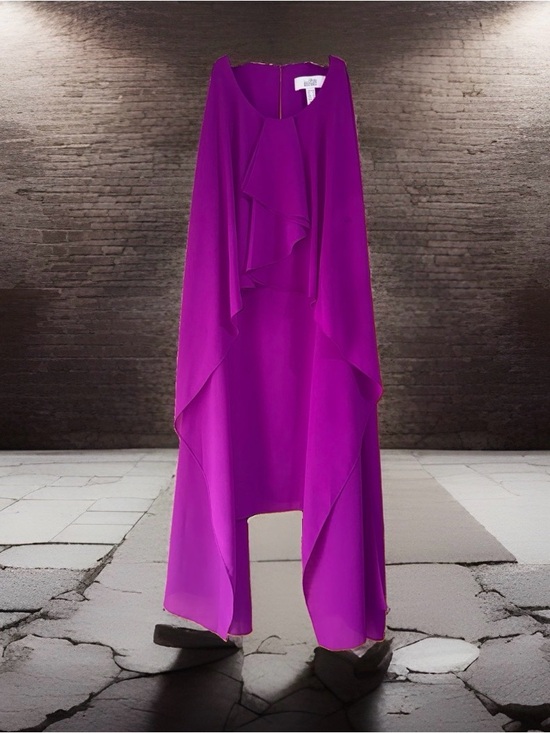 Badgley Mischka Dresses & Skirts - Belle Badgley Mischka Magenta Chiffon Tiered Cocktail Sheath Dress-10-EC